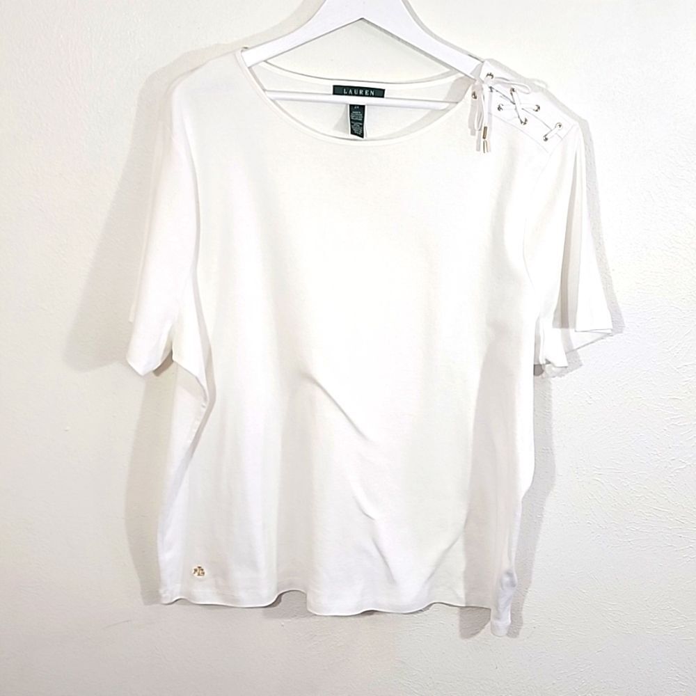 Ralph Lauren plus size cotton casual corset sleeve tee 2X